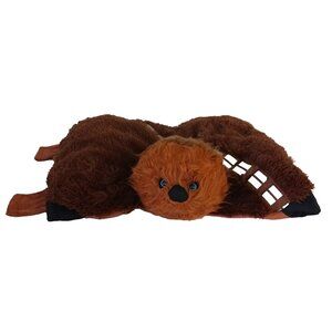 Star Wars Chewbacca Pillow Plush Long Shaggy Hair Blue Eyes Folds Up 20 Inch